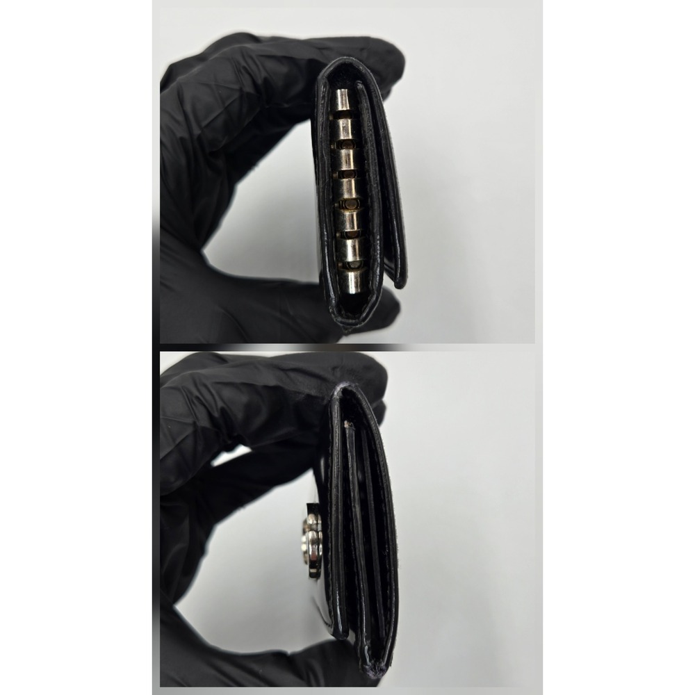 Gucci Vintage Black Leather 6 Hook Key Case Holder Silver G Logo Made in Italy - Picture 5 of 8
